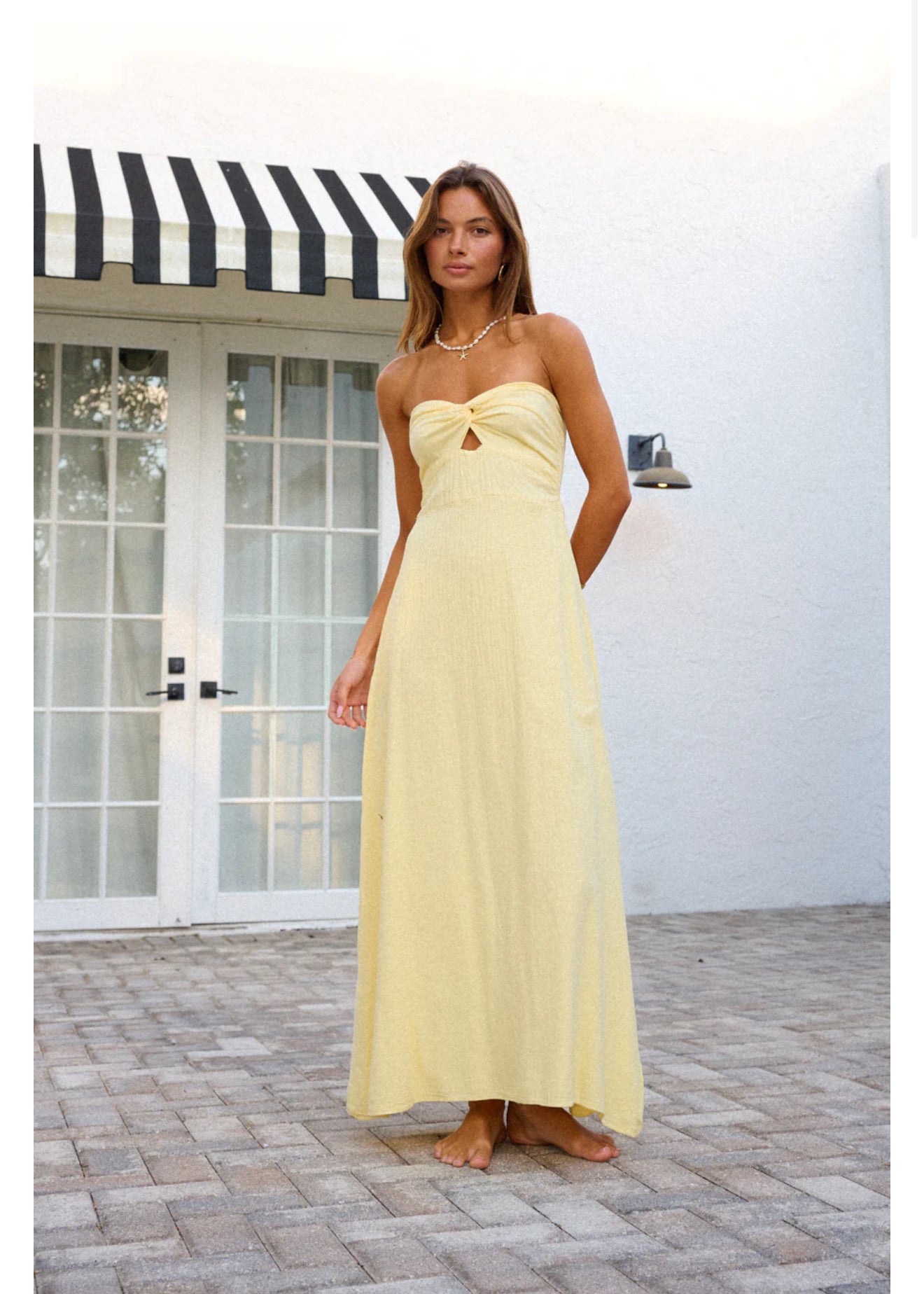 knee length dresses for ladies Yellow Twist Front Dress – BohoBeachShop