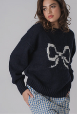 Navy bow holiday sweater