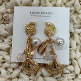 Beachy Shell and Pearl Charm Earrings