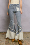 Boho Patchwork denim ruffle jeans