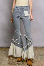 Boho Patchwork denim ruffle jeans