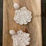 White Crochet Shell Earrings