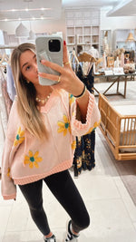 Pink lemonade daisy sweater