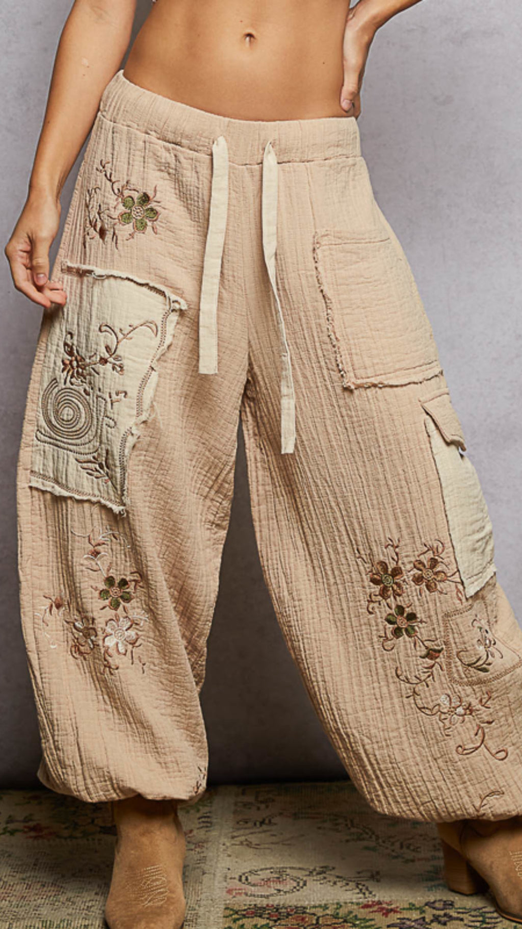 Boho Patchwork embroidered pants