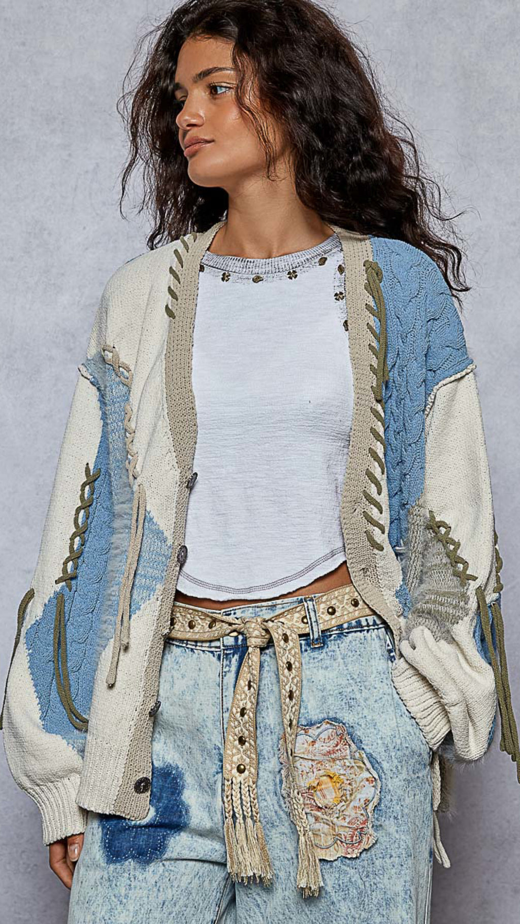 Boho Patchwork cardigan sweater