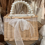 Pearl Handled Rattan Bag