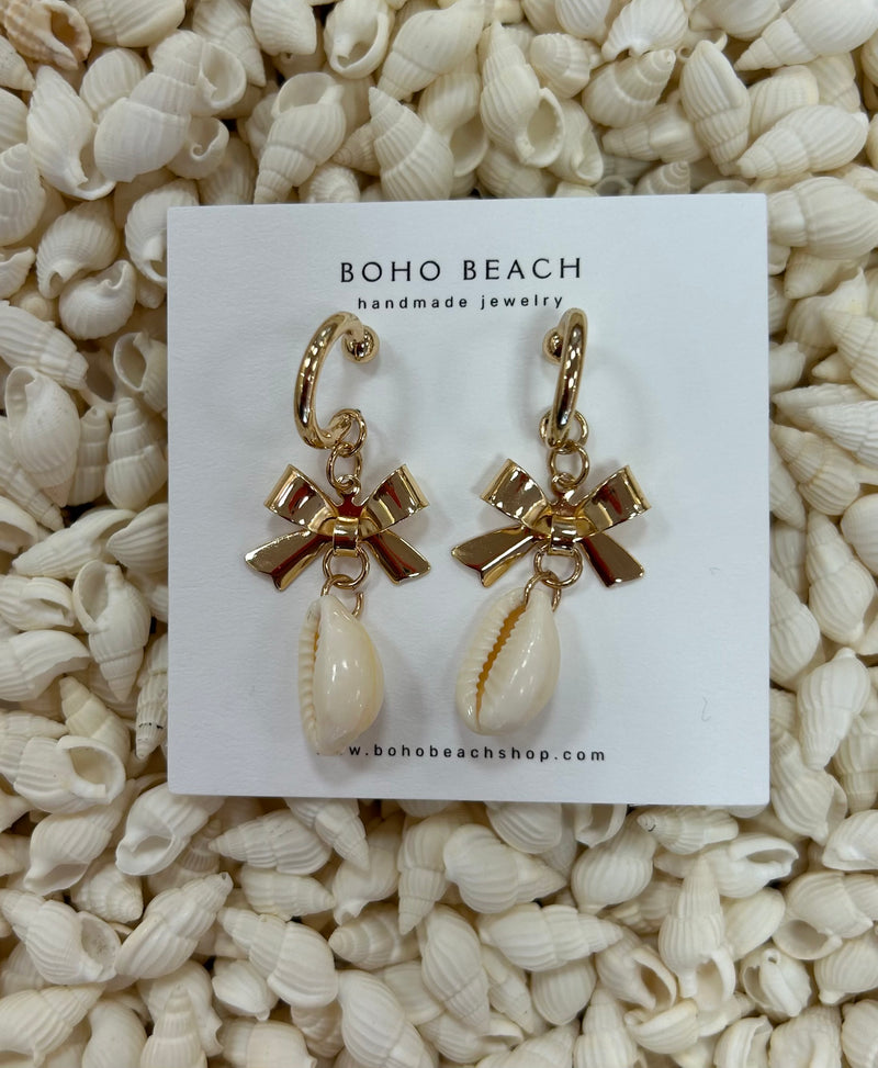 Bow and Puka Shell Earrings