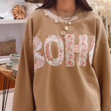 Boho Sandy Beach Patchwork Sweatshirt
