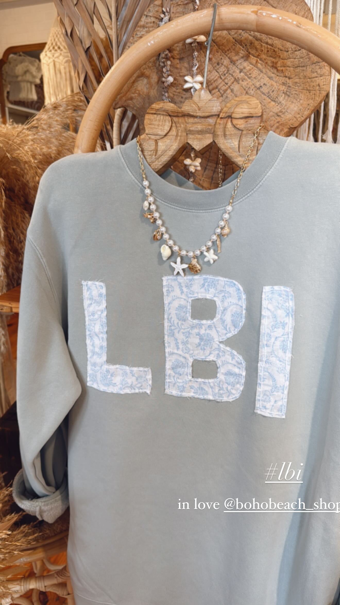 coastal boho LBI new jersey crew neck sweatshirt 