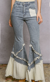 Boho Patchwork denim ruffle jeans