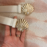 White Shell Buckle Belt