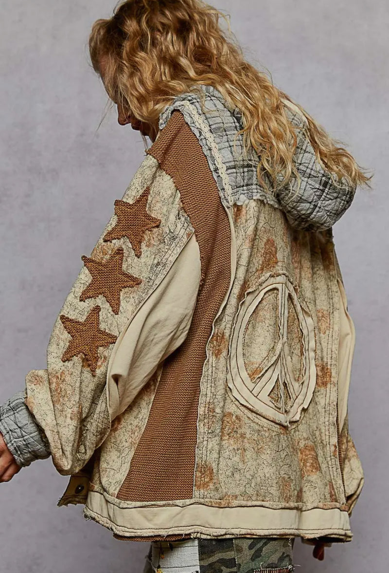 Boho Patchwork zip up sweatshirt