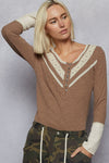 Boho chocolate crochet thermal shirt