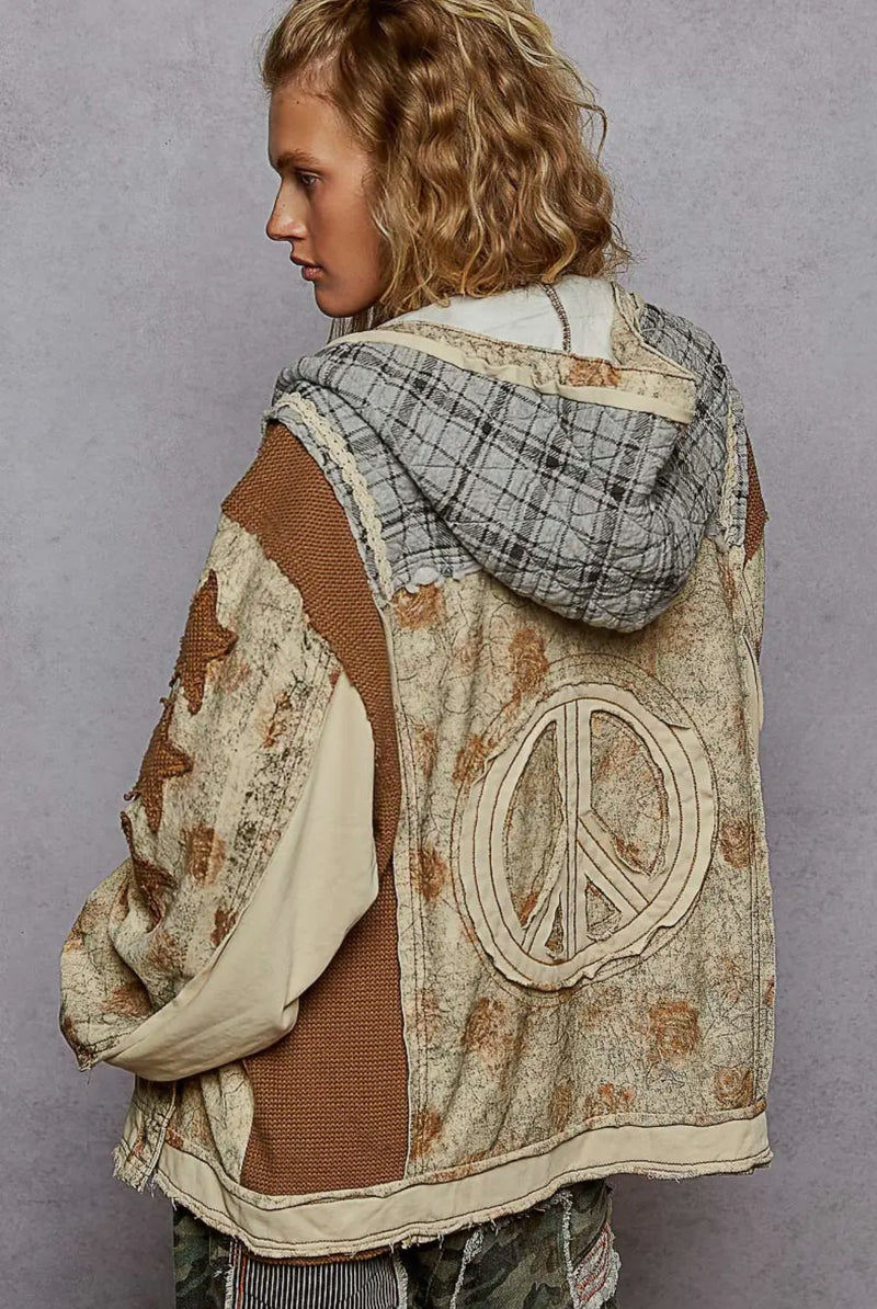Boho Patchwork zip up sweatshirt