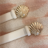 White Shell Buckle Belt