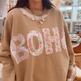 Boho Sandy Beach Patchwork Sweatshirt