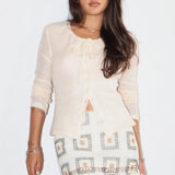 Cream Tie-Front Cardigan