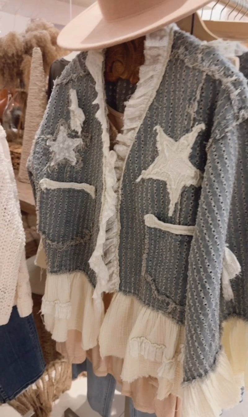 boho star and moon cardigan