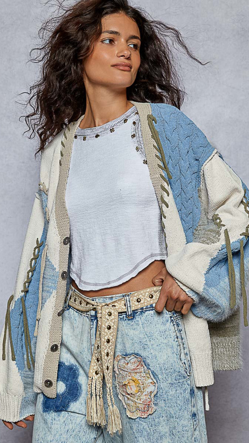 Boho Patchwork cardigan sweater