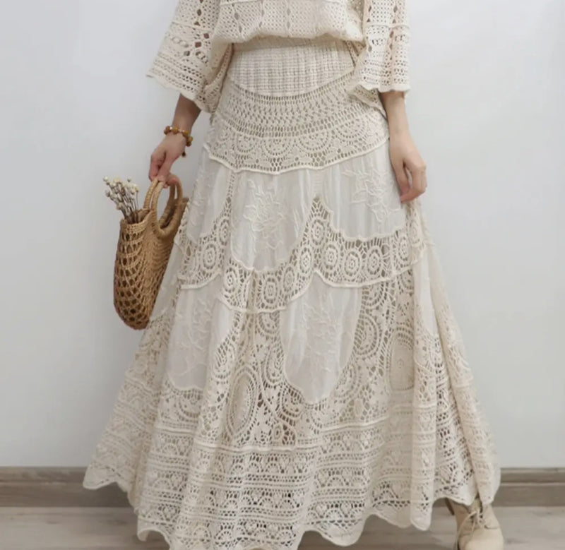 Boho lace vintage skirt