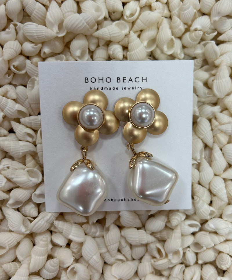 Flower and Pearl Earrings