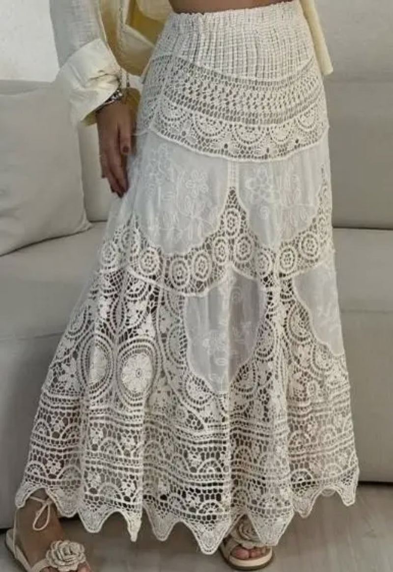 Boho lace vintage skirt