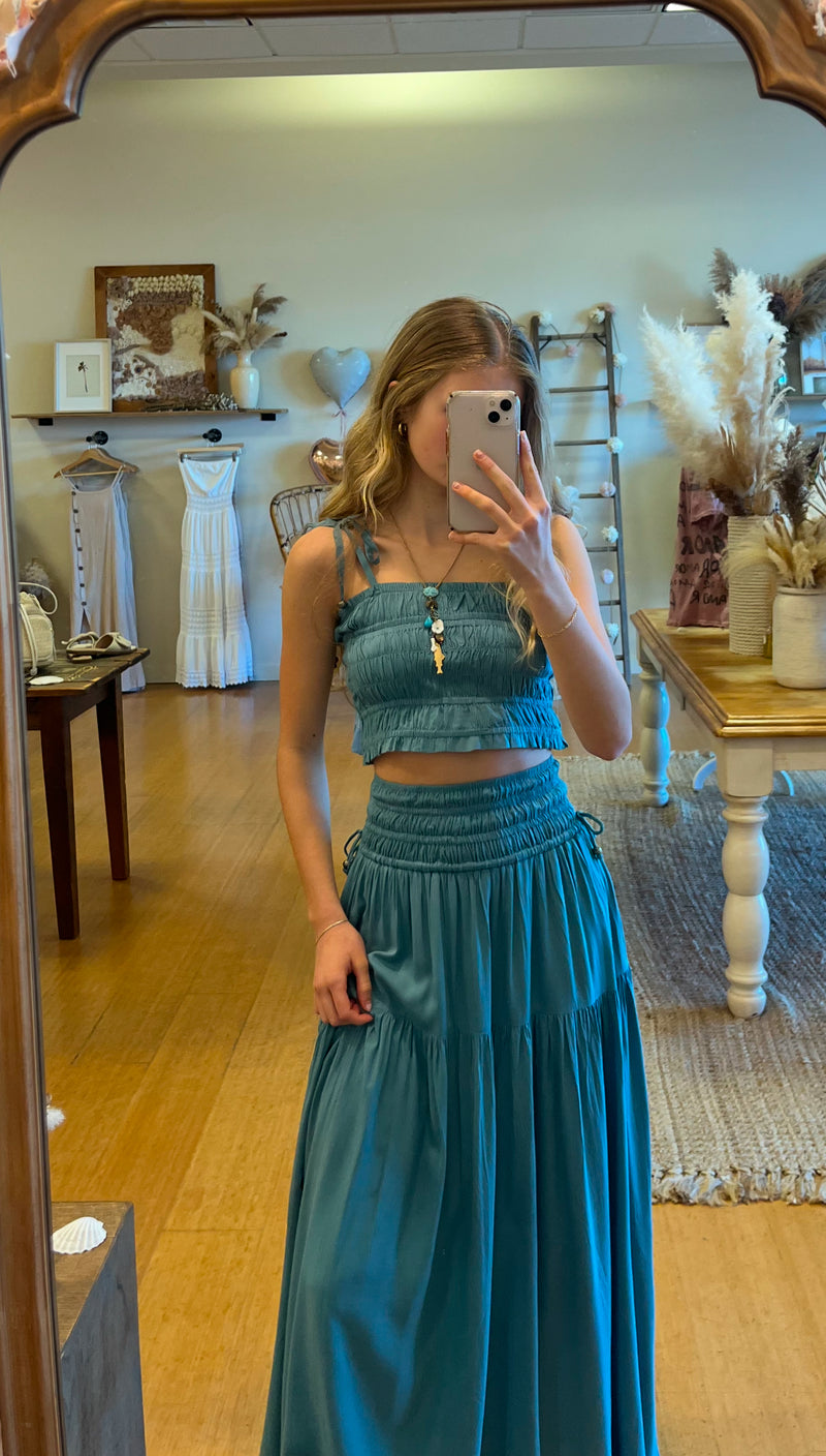 Aquamarine ruched skirt