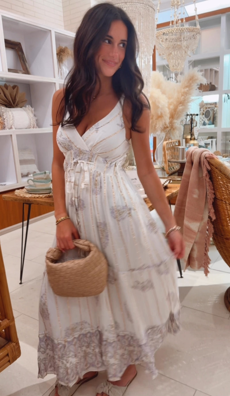 Lavender cream boho dress
