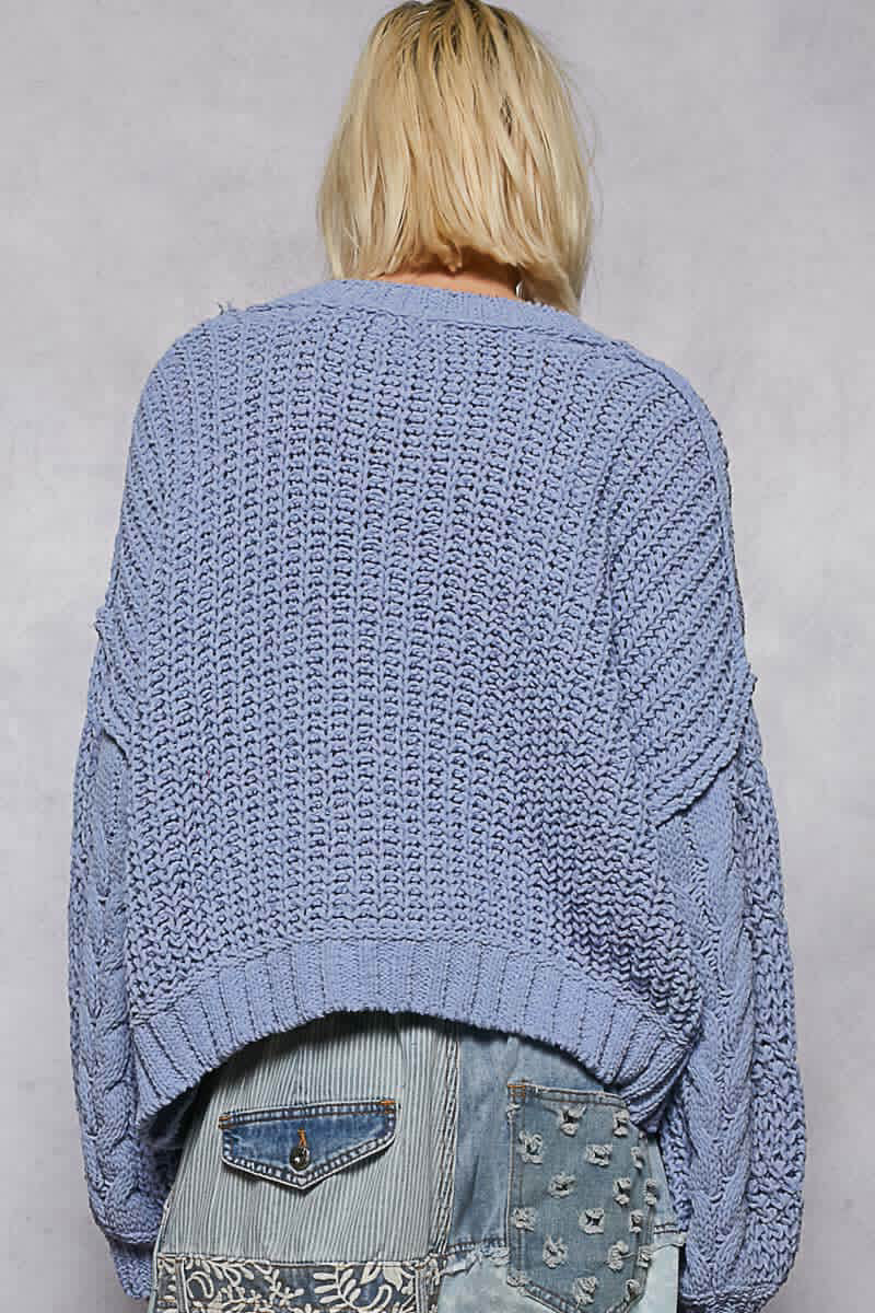Boho Cornelian blue v neck sweater