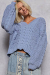 Boho Cornelian blue v neck sweater