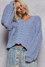 Boho Cornelian blue v neck sweater