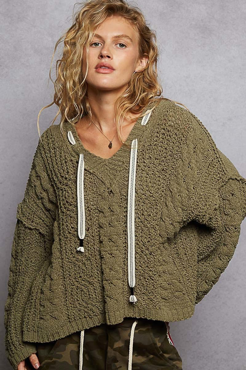 Boho Olive hoodie sweater