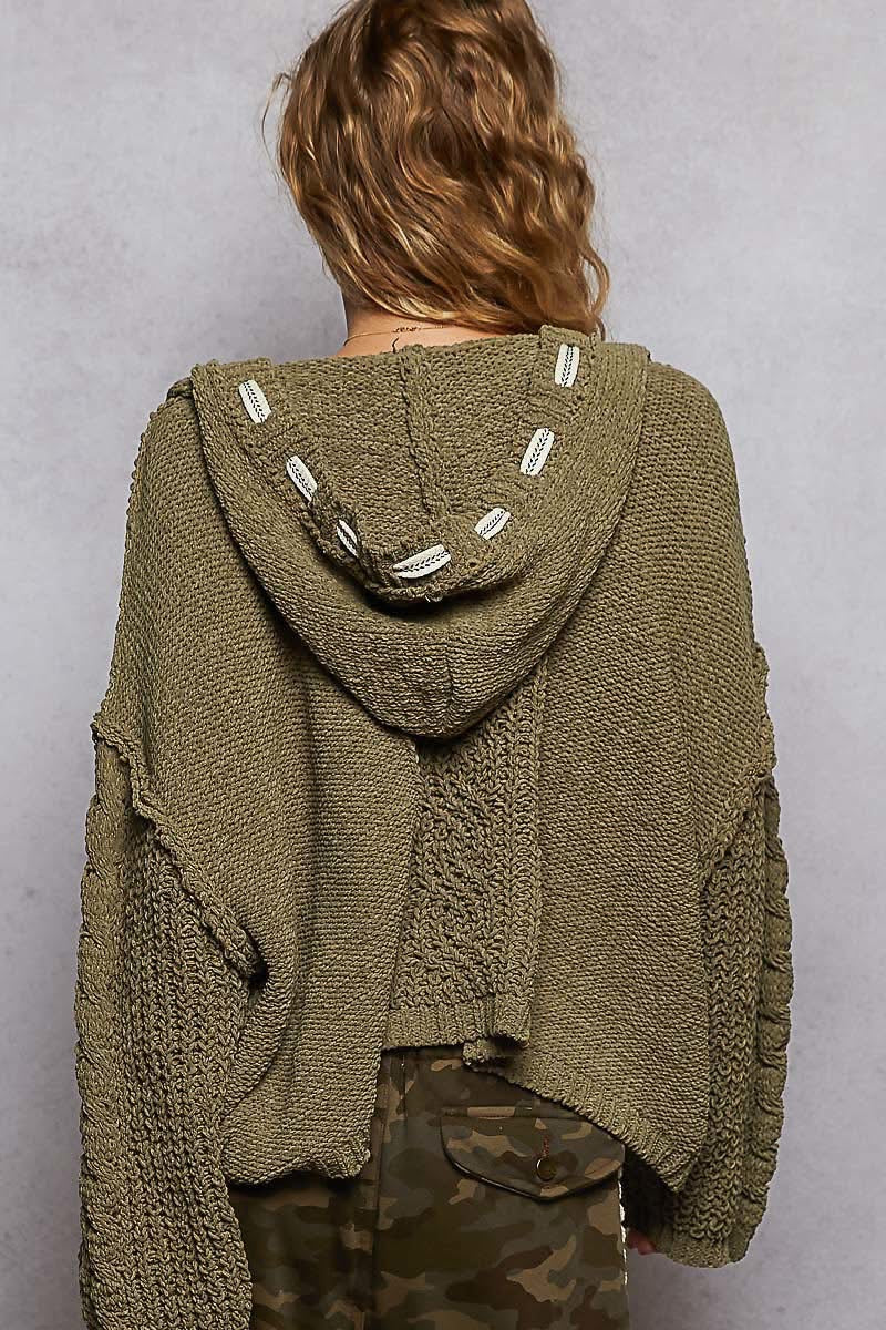 Boho Olive hoodie sweater
