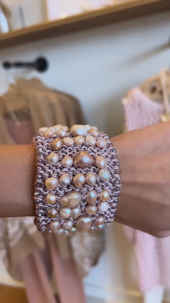 Pink pearl cuff bracelet