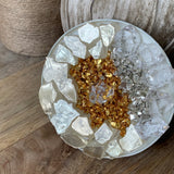 Boho White Gold Geode Crystal Medallion Jumbo