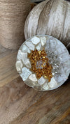 Boho White Gold Geode Crystal Medallion Jumbo