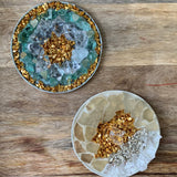 Boho Aquamarine Sea Glass Medallion Art