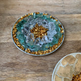 Boho Aquamarine Sea Glass Medallion Art