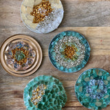 Boho Aquamarine Sea Glass Medallion Art