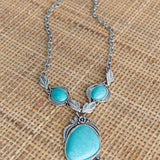 Turquoise Silver Boho Necklace