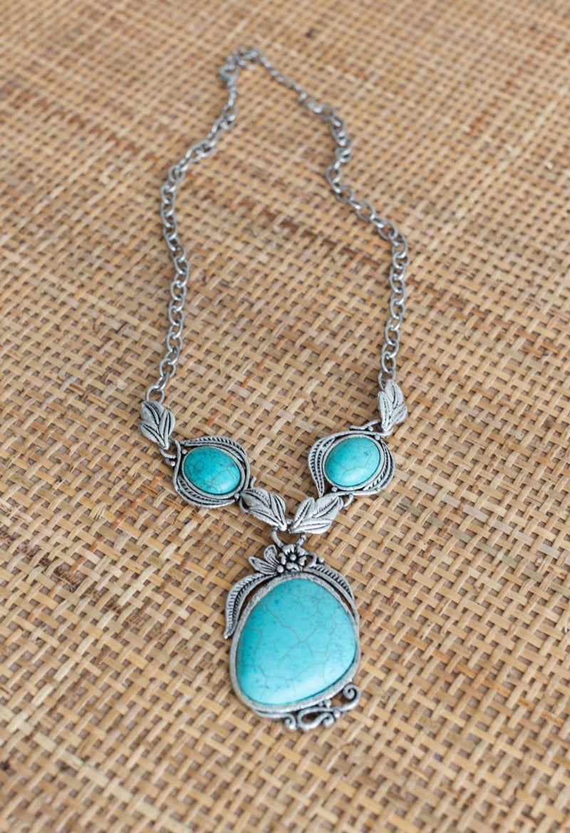 Turquoise Silver Boho Necklace
