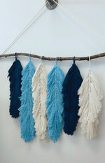 Boho macrame feather wall hanging